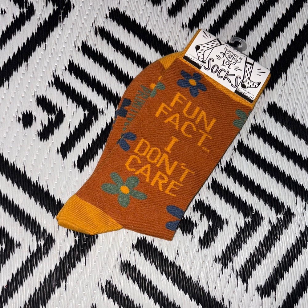 Fun Fact I Don't Care Brown Socks
